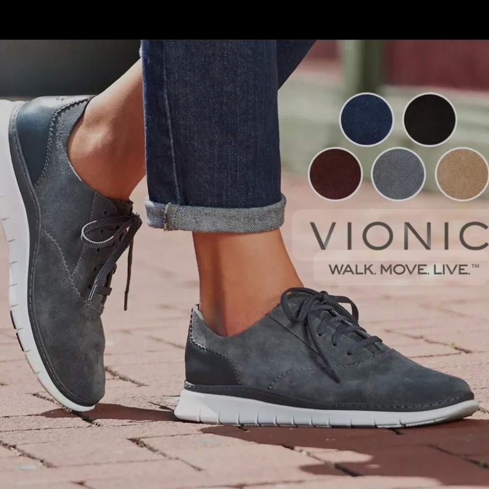 Vionic Taylor Gray Suede Lace Up Oxford Sneakers Womens 12W Orthopedic Shoes